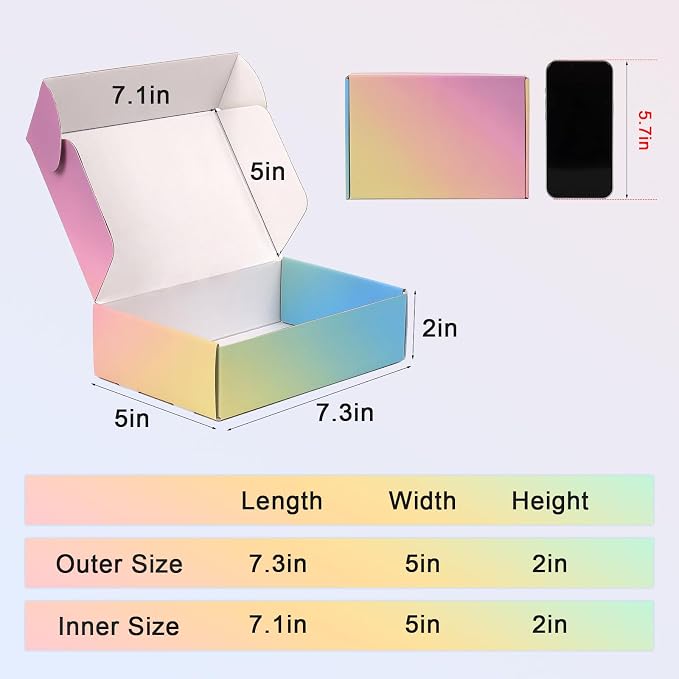 7x5x2 Shipping Boxes Small, 45 Pack Colorful Corrugated Cardboard Mailer Box for Small Business, Mailing, Packaging