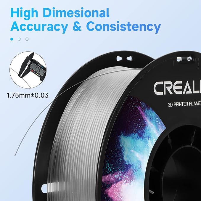 Creality PETG Filament 1.75mm Clear, 3D Printer Filament No-Tangling, Strong Bonding and Overhang Performance Dimensional Accuracy +/-0.02mm, 2.2lbs/Spool