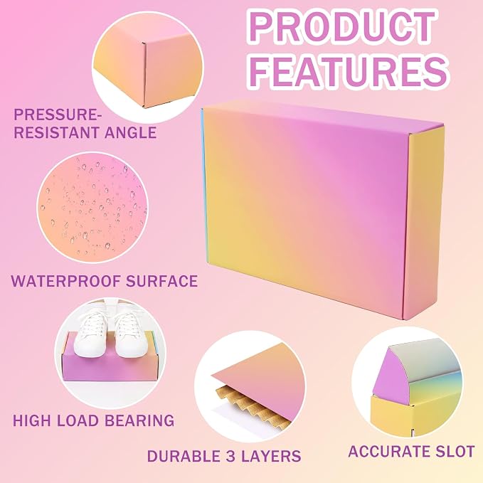 Shipping Boxes for Packaging 9x6x2", 45 Pack Colorful Corrugated Cardboard Boxes, Paper Mailing Boxes for Small Business