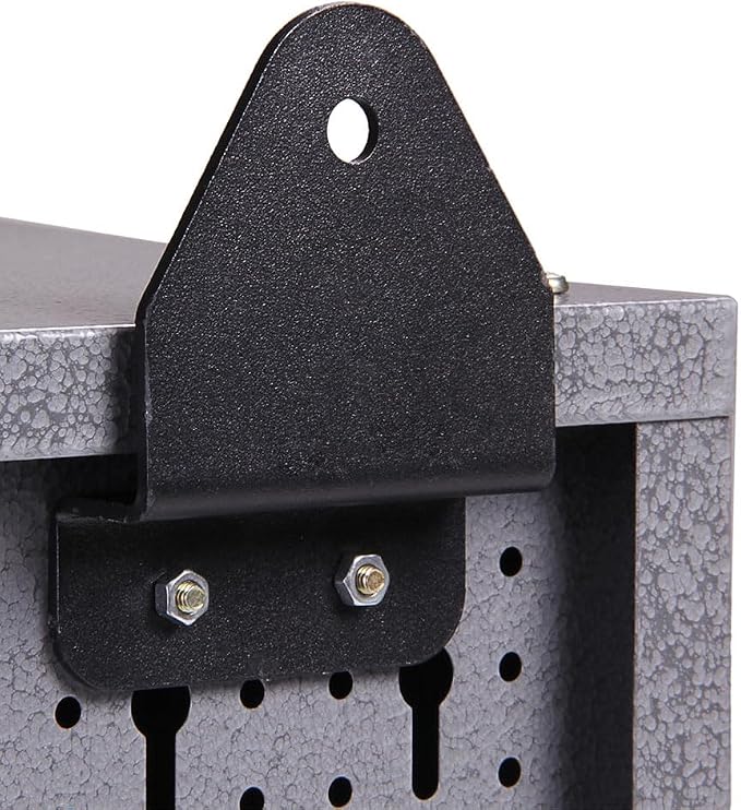 JZD Metal Wall Mounted Tool Cabinet with Lockable Doors, for Garage Basement Workshop, Black & Grey