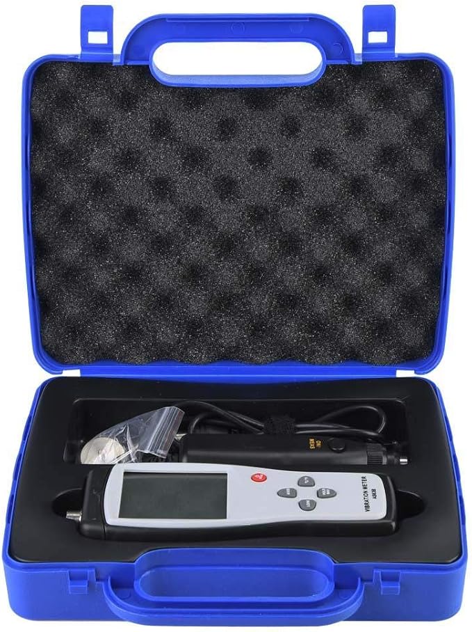AS63B Portable LCD Vibration Analyzer Tester Meter Vibrometer Gauge Tester Analyzer 0.1-199.9m/s Vibration Tester Analyzer | Measures Acceleration Velocity and Displacement for Bearing Motor Pump Fan Compressor Machinery Condition Monitoring