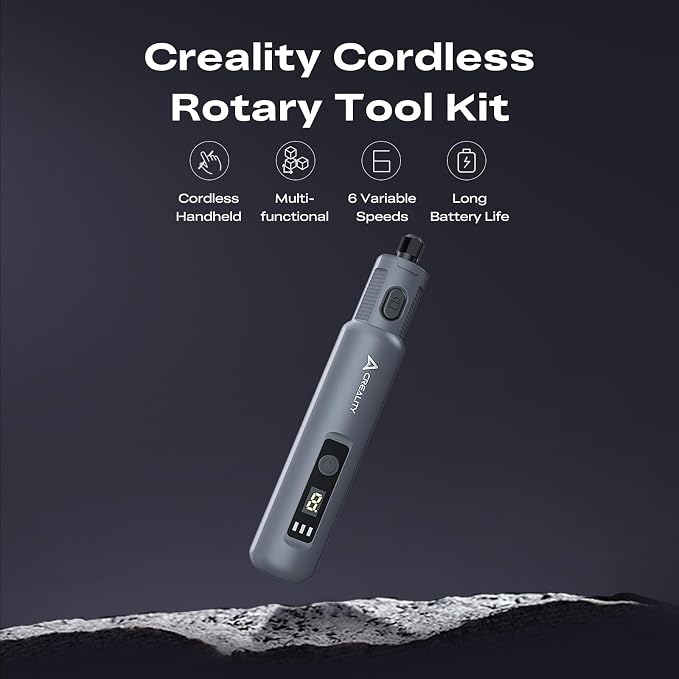 Creality Cordless Rotary Tool Kit, Multi-Functional 6 Variable, High Speeds Max 18000 RPM, 1500mAh Long Battery Life, Cordless Handheld, Portable Storage