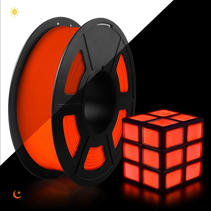TECBEARS Glow in The Dark PLA Filament, Neatly Wound Luminous PLA 3D Printer Filament, Dimensional Accuracy +/- 0.02mm，Fit Most FDM 3D Printers,1KG Spool (2.2 lbs), (Red PLA, Glow Red)
