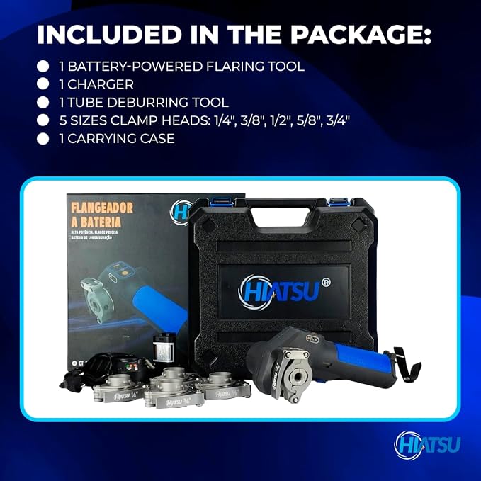 Hiatsu Electric Flaring Tool Kit with LED - Battery-Powered Copper Flaring Tool & Tubing Flare Tool Kit for HVAC