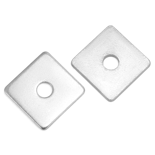 QWORK 50-Pack Galvanized Square Washers Plate – 1/2" ID, 2x2 OD, 3/16" Thickness, Anti-Loosening Plate Fastener for Construction and Industrial Equipment