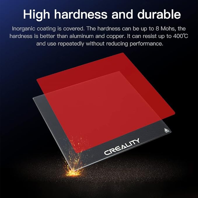 Creality Official Ender 3 Max Neo Glass Bed 3D Printer Platform, 320 x 310MM Tempered Glass Plate Build Surface for Ender-3 Max, CR-10 V2, CR-10 V3, CR-X, CR-X Pro, Good Adhesion Remove Easily