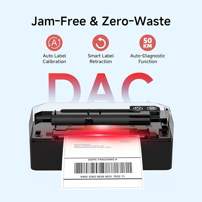Bluetooth Thermal Label Printer with Stand, Wireless 4x6 Shipping Label Printer for Small Business, Inkless Print for USPS Amazon Etsy Shopify, Support iPhone Android Windows Mac (Black)