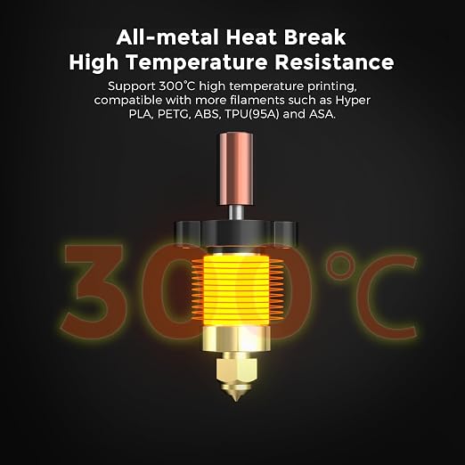 Creality Ender 3 V3 KE Hotend Kit, Original Ceramic Heating Block Kit 300°C 60W Fast Heating High Thermal Conductivity Ceramics with Bi-Metal Copper+Titanium Alloy Throat Tube and Brass Nozzle