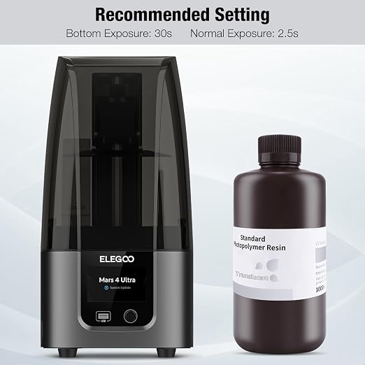 ELEGOO 3D Printer Resin, 405nm Fast UV Curing Standard Photopolymer Resin, High Precision, Non Toxic 3D Resin for Saturn 4/Saturn 3/Mars 5/Mars 4, LCD/MSLA/DLP 3D Printing, Translucent 1000G