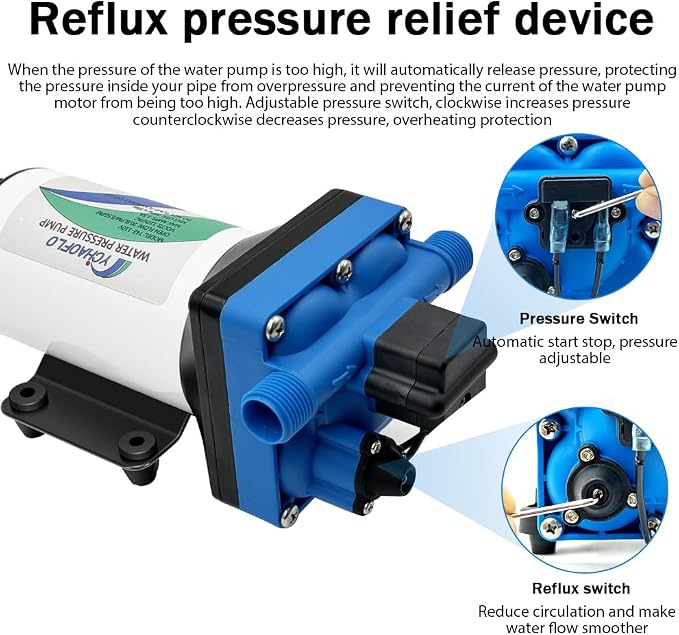 110V AC electric high-pressure self-priming diaphragm pump, Equipped with pressure switch，5.5GPM, 70Psi, for RV Marine Yacht Lawn Garden
