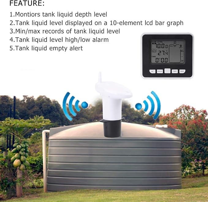 Ultrasonic Liquid Depth Level Meter Water Level Temperature Sensor