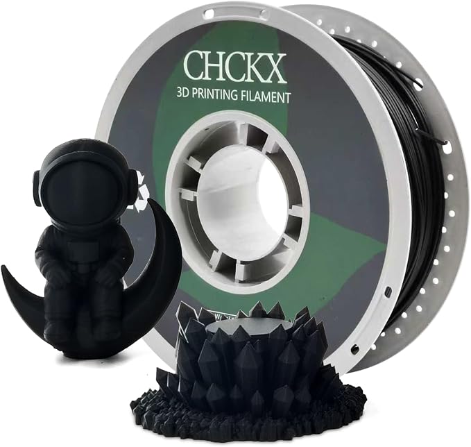 PETG Glass Fiber 3D Printer Filament, Dimensional Accuracy +/- 0.03 mm, 1kg Spool(2.2lbs), 1.75 mm Fit for Most 3D Printers, Black