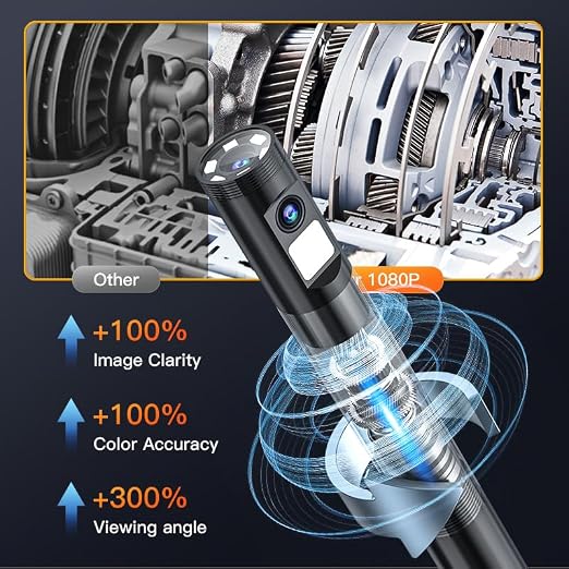 Borescope with Dual Cameras Rotating 360°, 5.0 MP Pixel HD Camera, 5 Inch IPS Screen, 16.5 ft Snake Pipe Inspection Endoscope for Automotive and Aircraft Mechanical Video Inspection Scope