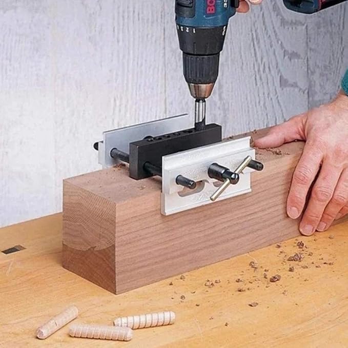 Self Centering Dowel Jig Kit, Drill Guide Bushings Set Wood Doweling Jig Woodworking Joints Tools for Straight Holes