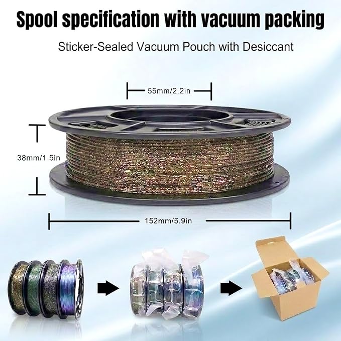 3D Printer Filament Galaxy PLA Filament 1.75mm, 3D Printing Filament Bundle, Multi Color PLA Filament Glitter 250g X 4 Color Pack