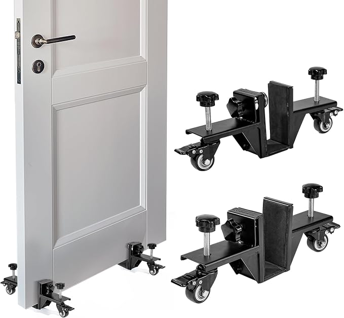 2 PCS Heavy Door Installation Dolly,Door Installation Tool，0-2.12in Door Installation Kit Hold up to 500 lbs，Door Lifter Tool with Rotating for Pre-Hung、Slab and Front Doors