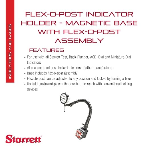 Starrett Magnetic Indicator Holder with 15" Flexible Arm - 3/8" Stem Diameter, 100 lbs Holding Power, Precision Measurement Tool - 657T