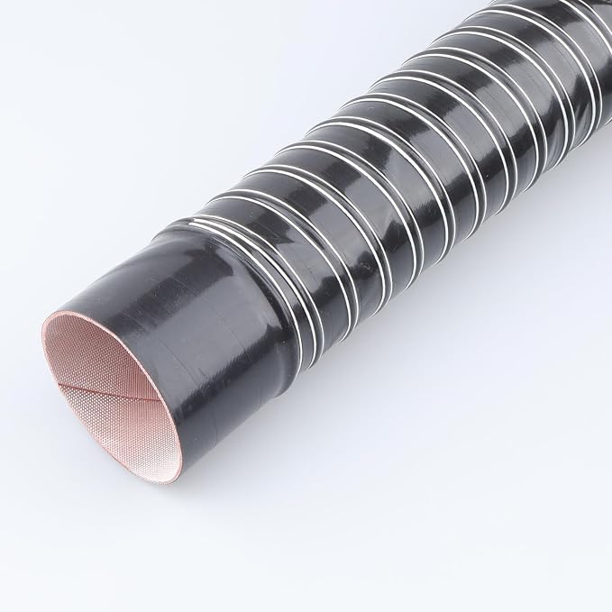 AC PERFORMANCE 2" ID Silicone Flexible Brake Cooling Air Ducting Induction Intake Pipe Hose with Cuff, Length 1 Meter (3.3 Feet), Black
