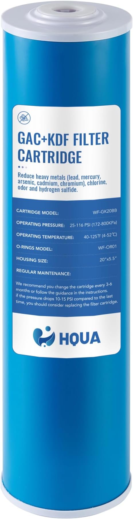 Whole House Compound Replacement Filter Cartridge, WF-GK20BB, Fit for WF3 Series, GAC+KDF, Kinetic Degradation Fluxion, Granular Activated Carbon