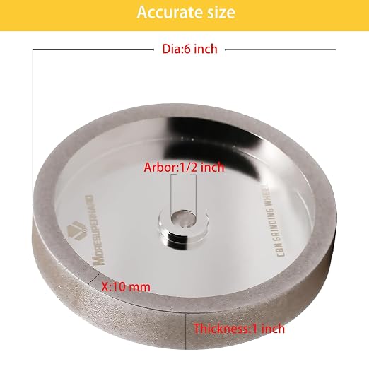 CBN Grinding Wheel 6 Inch 600 Grit, 1" Wide, 1/2" Arbor, for HSS Tools, Lathe Chisels & Woodturning Tools, Fits 6-Inch Bench Grinders(600 Grit)