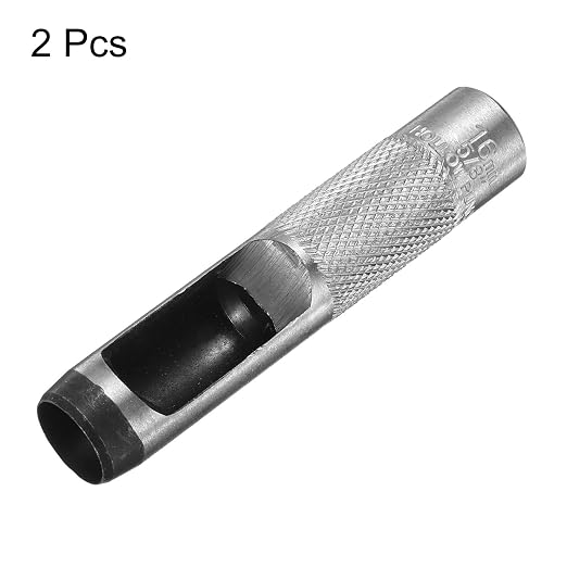HARFINGTON 2pcs Leather Round Hole Punch, 16mm Hollow Hole Puncher Cutter Carbon Steel Circle Hole Punching Cutting Tool for Belt/DIY Leather Craft