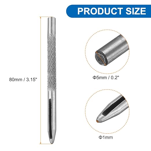 HARFINGTON 2pcs Leather Round Hole Punch, 1mm Hollow Hole Puncher Cutter Carbon Steel Circle Hole Punching Cutting Tool for Belt/DIY Leather Craft