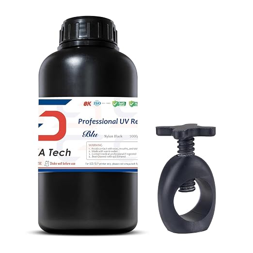 Siraya Tech Blu Nylon 3D Printer Resin Nylon-Like Strong and Precise High-Resolution 405nm UV-Curing Rapid Resin for LCD DLP 3D Printer and 8K Capable (1kg, Nylon Black)