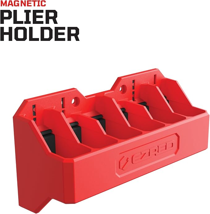 EZRED EZPH6 Magnetic Plier Holder Red, Holds 6 Pliers