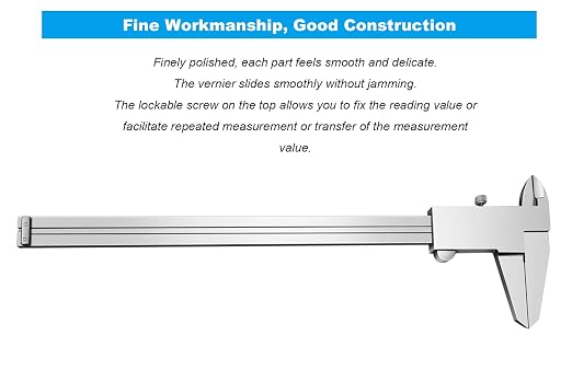 8 Inch / 20 cm Micrometer Vernier Caliper, Stainless Steel Precision Measuring Tool (Inch/Metric), Depth/Inside/Outside/Step Measurement, Accuracy 0.001" / 0.02mm