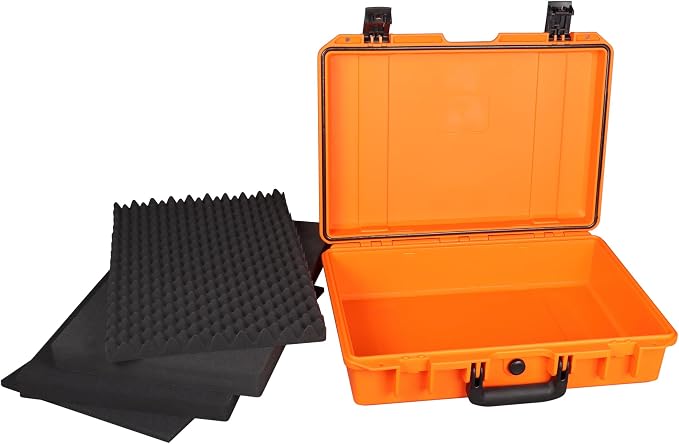 IP67 Waterproof Protective Hard Case with Custom Foam Insert, 18", Orange | For Tool Storage, Equipment Transport And Field Work; Fits Tools, Cameras, Drones, Audio Gear And Test Instruments