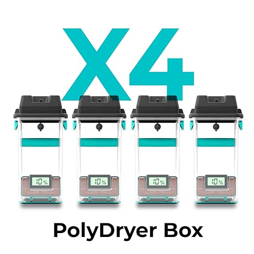 Polymaker PolyDryer 4-Pack Filament Storage Box Only (No Dock), Airtight Moisture Proof 3D Printer Spool Holder with Hygrometer for 1kg PLA PETG ABS TPU Nylon, Print Without Breaking Seal