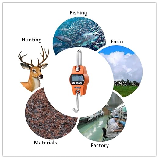 Klau Digital Hanging Scale OCS-L Orange 300 kg / 600 lb | High Precision Sensor, Heavy Duty Industrial Crane Scales, Smart Hoist, For Home Indoor Farm Factory Hunting Outdoor