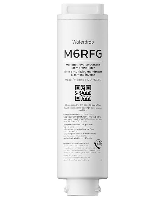 Waterdrop M6RFG RO Water Filter, Replacement for Waterdrop M6CG Countertop Reverse Osmosis System, 12-Month Lifetime
