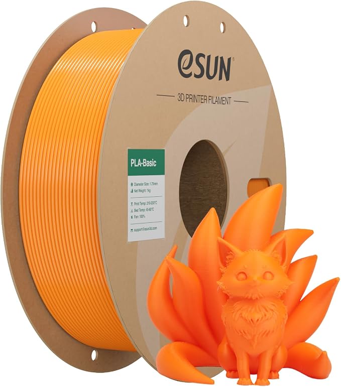 eSUN PLA Basic Filament 1.75mm, 1KG Spool (2.2 LBS) High Speed Printing 3D Printer PLA Filament,Designed for Fast Printing, Orange