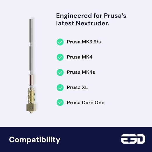Genuine E3D High Flow Prusa Nozzle for MK4/XL 3D Printer (Brass, 0.4mm)