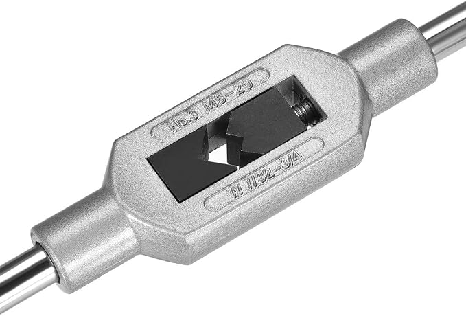 uxcell Adjustable Tap Wrench Handle, for Metric M5-M20 W7/32-3/4 Taps, Thread Tap Holder Reamer Hand Tapping Tool for Machinist Repair, Medium Carbon Steel Handle with Nickel Plated