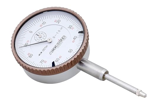 Accusize AGD2 Style Dial Indicator 0-1 in x 0.001 in, P900-S102 | Back Lug With 1/4 in Hole, Rotating Bezel Clamp, Hardened Contact Point, Satin Chrome Finish