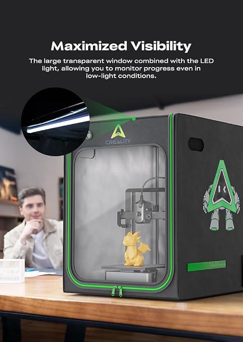 Creality 3D Printer Enclosure with Ventilation & LED Light 20.47"×23.62"×28.35" 3D Printer Cover Fireproof Constant Temperature Ender 3 Enclosure for Ender 3 V3 SE/Ender 3 V3/Ender 3 V4/Ender 3 Pro