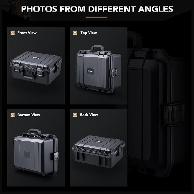 Lykus HC-4021 Waterproof Hard Case with Customizable Foam Insert, Interior Size 15.55x11.61x7.09 in, Suitable for electronics and more