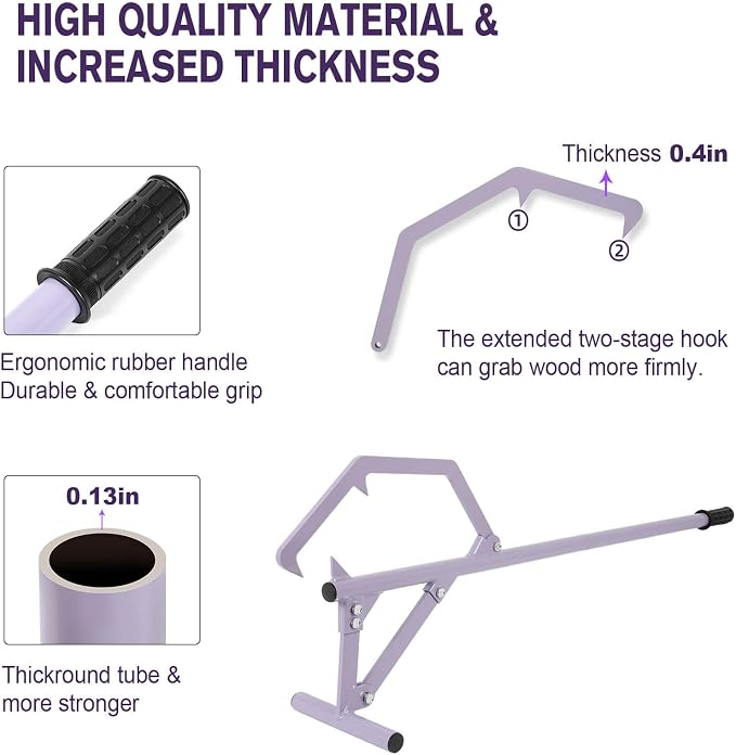 50.8" Timberjack Log Roller Lifter, Long Handle Log Roller Tool ups to 25" in Dia Logging Tools, Adjustable Log Roller Cant Hook, Heavy Duty Steel Log Jack for Rolling and Raising Up Logs