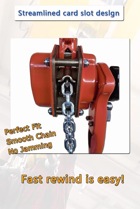 Lever Chain Hoist 2200LBS 10FT, 1T 3M Lever Chain Hoist 1 ton Commercial Portable Hooks for Building Garages Warehouse Automotive Machinery【orange-1T/3m】