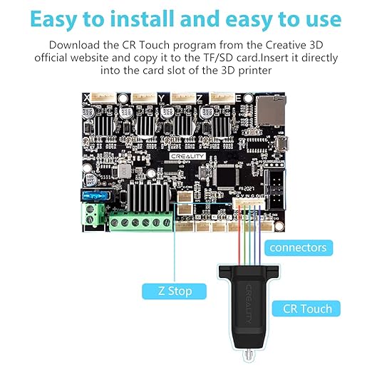 Creality Official CR Touch Auto Leveling Kit, 3D Printer Auto Bed Leveling Sensor Kit for Ender 3 / Ender 3 V2 / Ender 3 Pro/Ender 3 Max/Ender 5 / CR-10 Printers with 32 Bit V4.2.2 / V4.2.7 Mainboard