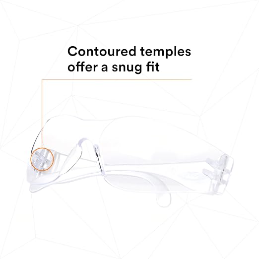 3M Safety Glasses, Virtua 11228, Pack of 100, ANSI Z87, Unisex, Clear Lens, Clear Frame, Economical Eye Protection, Lightweight, UVA, UVB, UVC