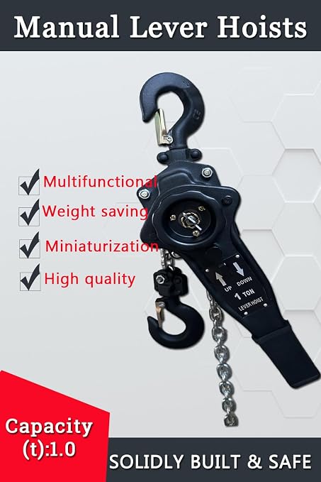 Lever Chain Hoist 2200LBS 5FT 2 Units Set 1T 1,5M Lever Chain Hoist 1 ton Commercial Portable Hooks for Building Garages Warehouse Automotive Machinery【1T/1.5m*2units】