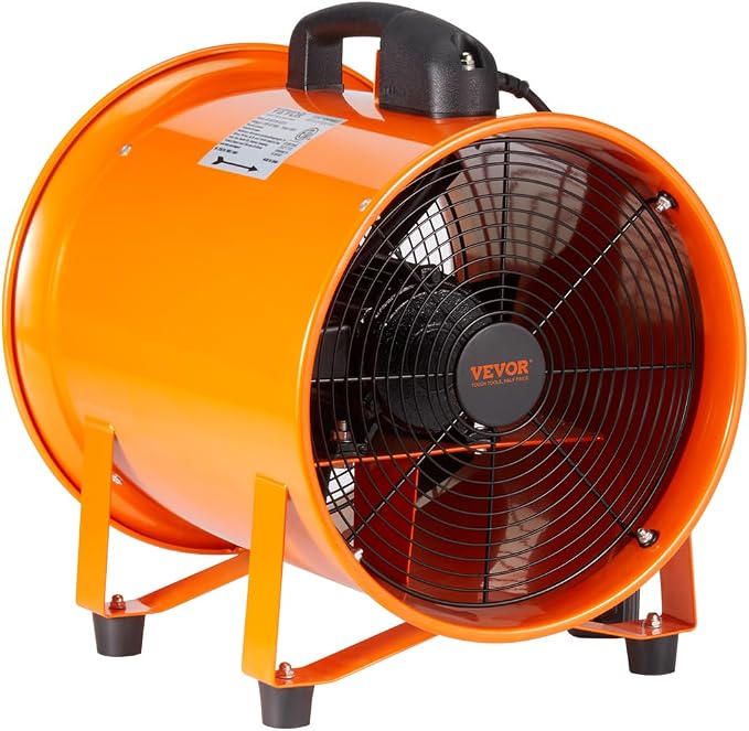 VEVOR Air Mover Blower Fan 12 Inch, 3198CFM 585W with 16.4ft Flexible Duct, Industrial Portable Ventilator Blower/Exhaust