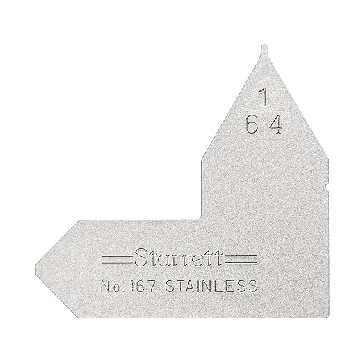 Starrett Individual Radius Gage for Both Convex and Concave Radii - Ideal for Carpenters and Constructions - Stainless Steel, 1/64" Radius Gage, Inch Reading - 167-1/64