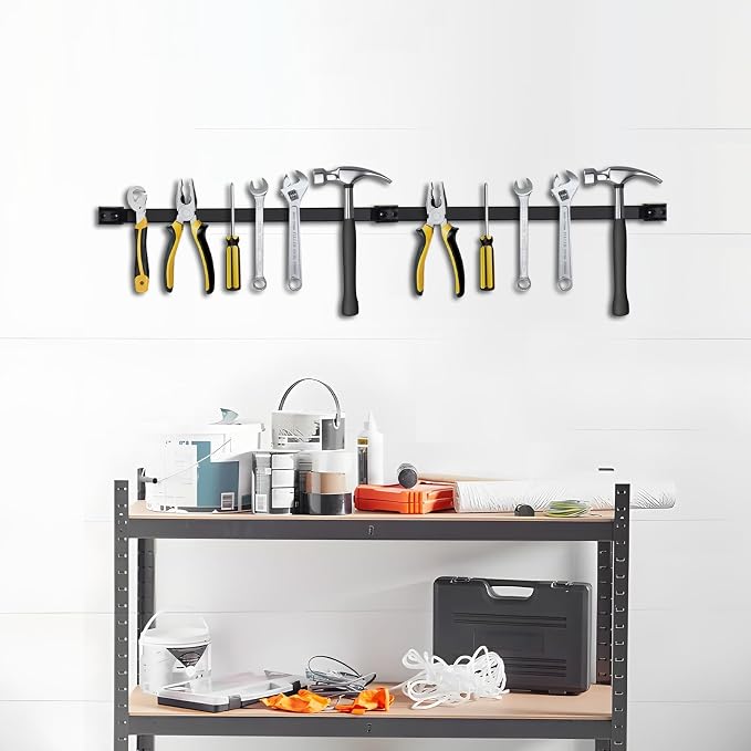 18" Magnetic Tool Holder, 10 Packs Magnetic Storage Strips Magnet Bar PVC Coated for Garage Tool Organizer Mounted Hanging Strip,Heavy Duty of Holder Easy to Install