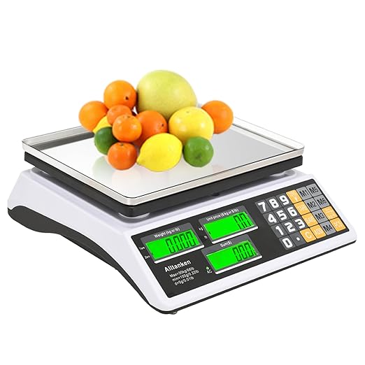 66lb/30kg Digital Price Computing Scale with Dual LCD & Counting Mode — Rechargeable Stainless Steel Food Scale for Farmers Markets, Delis, Bakery & Retail
