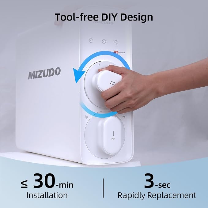 RO Filter Replacement for MIZUDO 600GPD Pureflo Reverse Osmosis Water Filter, 8 Stage Tankless Reverse Osmosis System, 3:1 Pure to Drain, RO Water Filtration System for Drinking Water Under Sink