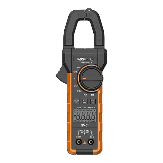 NAVAC NMC1 Digital Clamp Meter - HVAC Multimeter Clamp - Backlit Display - Adjustable Large Jaw - High Precision Chip - Compact Design